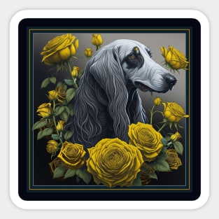 Saluki yellow roses Sticker